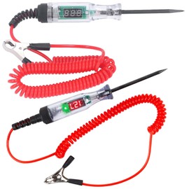 2 pieces voltage tester car circuit test pen 3V-120V, test lamp car, power tester with test lamp and digital LCD, circuit tester with crocodile clip