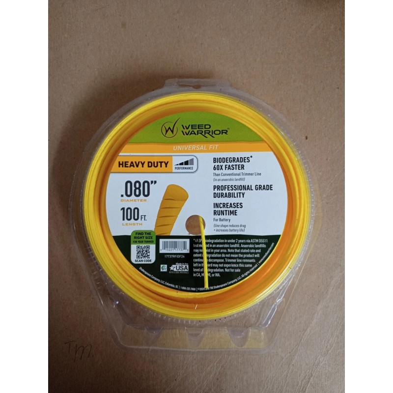 Weed Warrior Heavy Duty Trimmer Line .080" X 100' Length