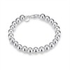PMANY 925 Sterling Silver Plated Round Beads Bracelet, 8mm
