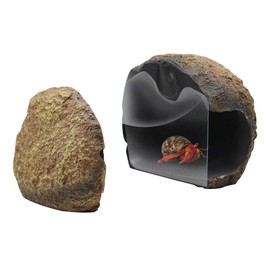 Reptile Tank Accessories – Resin Magnetic Rock Hideout for Hermit Crabs & Small Reptiles, Realistic Cave Décor for Terrariums
