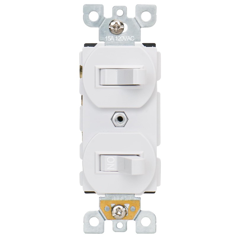 Baomain 2-Pack Double Toggle Light Switch,15 Amp 125V Two Single