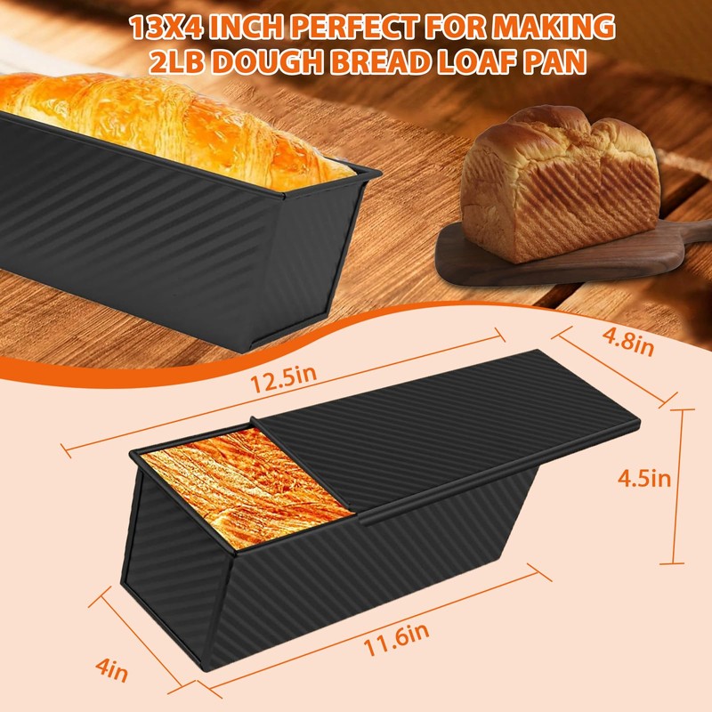 AVSQUINE Non-Stick Pullman Loaf Pan with Lid 13x4 Inch -