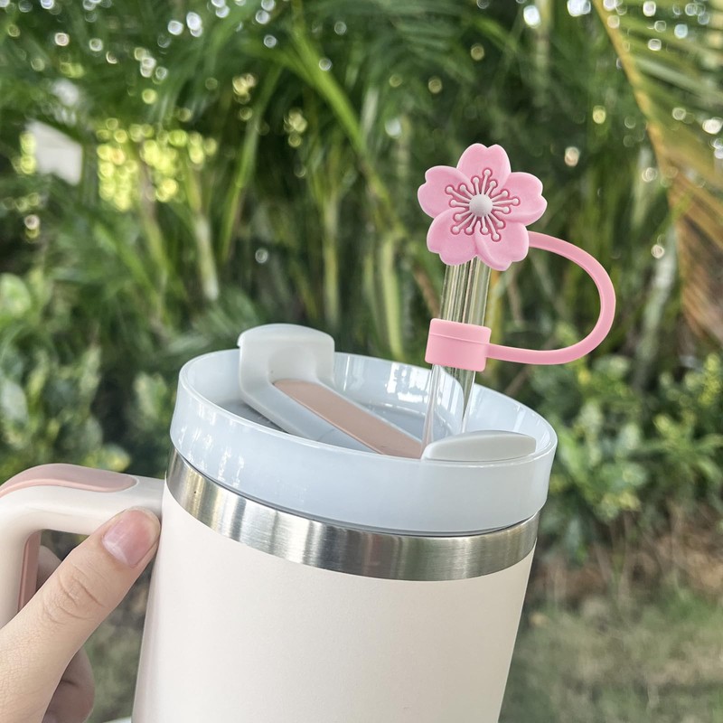 Hebterrka Thermal Cup Accessories: Pack of 5 Multicoloured Flower Straw