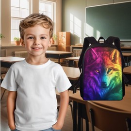 Wnbucioht Animal Wolf School Backpack for Kids Boys Bookbag Schoolbags 15 Inch Galaxy Wolf School Daypack for Kindergarten Children Rucksack Travel Hiking Bagpack