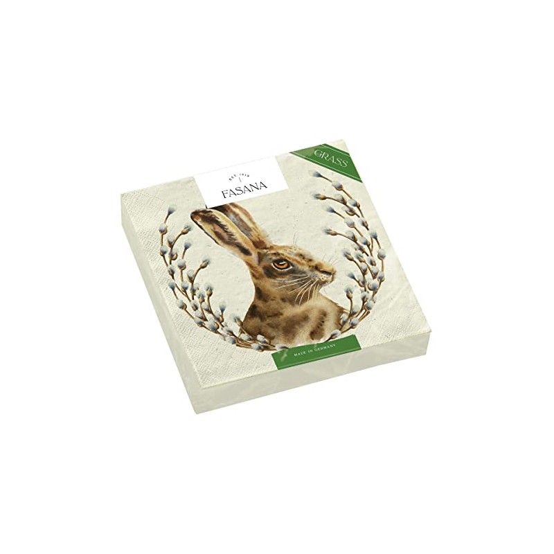 20 Napkins from Sustainable Production, Rabbit on Pasture Kitten Wreath,