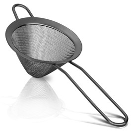 Rainspire Stainless Steel Small Strainer Fine Mesh Strainer, Mini Cocktail Strainer For Cocktails Tea Herbs Coffee & Drinks, Tea Strainer with Handle, Rust Proof, Black