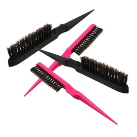 Healvian 4PCS Pig Bristle Pointed Hair Comb Multi Purpose Fluffy Hairbrush for Home Salon Use Durable Styling Tool for Curly Hair Comfortable Grip Scalp Stimulation Random Color