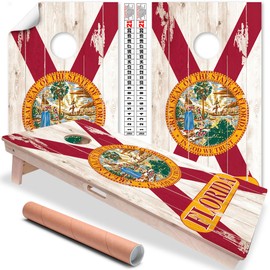 Set of 2 Cornhole Wraps for Boards Vinyl Decals - Corn Hole Bean Bag TossCornhole Wraps Stickers Cornhole Skins Cornhole Wraps for Boards (Boards Not Included) (Florida Flag)