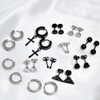Men's Earrings, Hoop Earrings, Ring, Studs, Crosses, Stainless Steel, 12