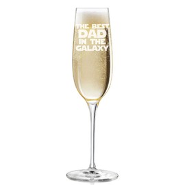 The Best Dad In The Galaxy Engraved Champagne Flute Glass - 2pc set
