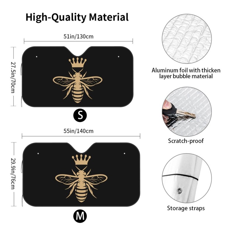 Queen Bee Retro Windshield Sunshade for Car SUV Truck Foldable