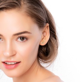 Sterling Silver Stud Earrings Leaf Earrings Gold Climber Earrings for Women Small Earrings with Cubic Zirconia Hypoallergenic Earrings Sterling Silver Jewellery Gifts for Women