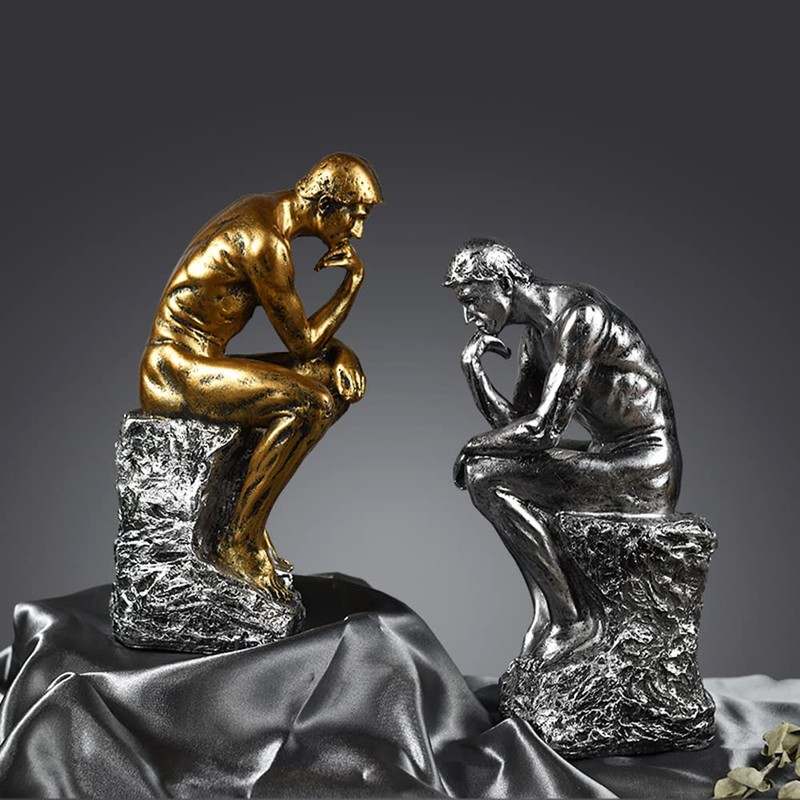 FUNSXBUG 10 Inch Resin The Thinker Statue Thinking Man Sculptures