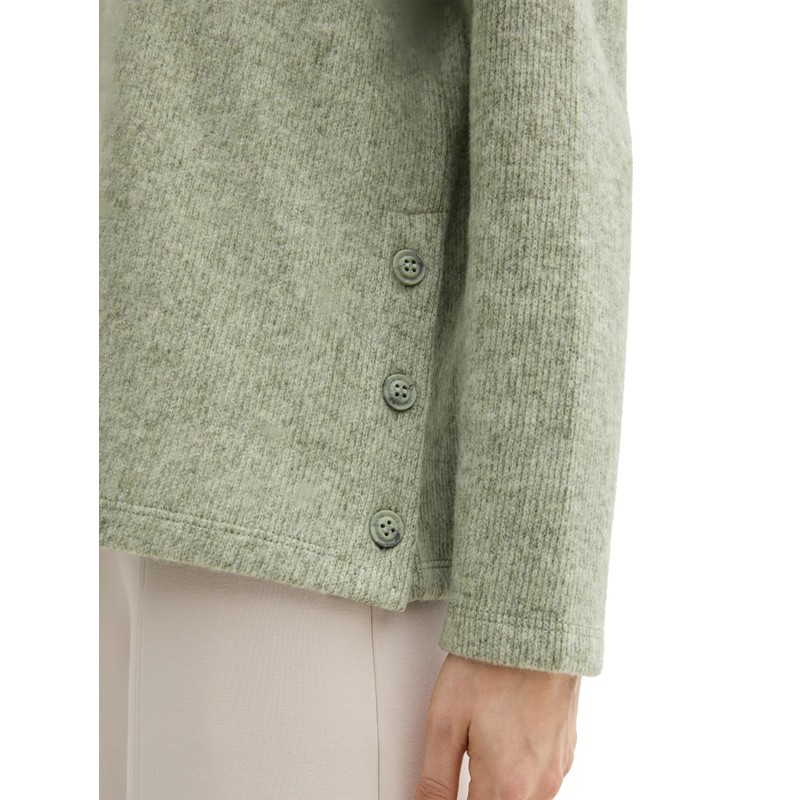 TOM TAILOR Women's RIPP Sweatshirt with Buttons, 36510 - Pure