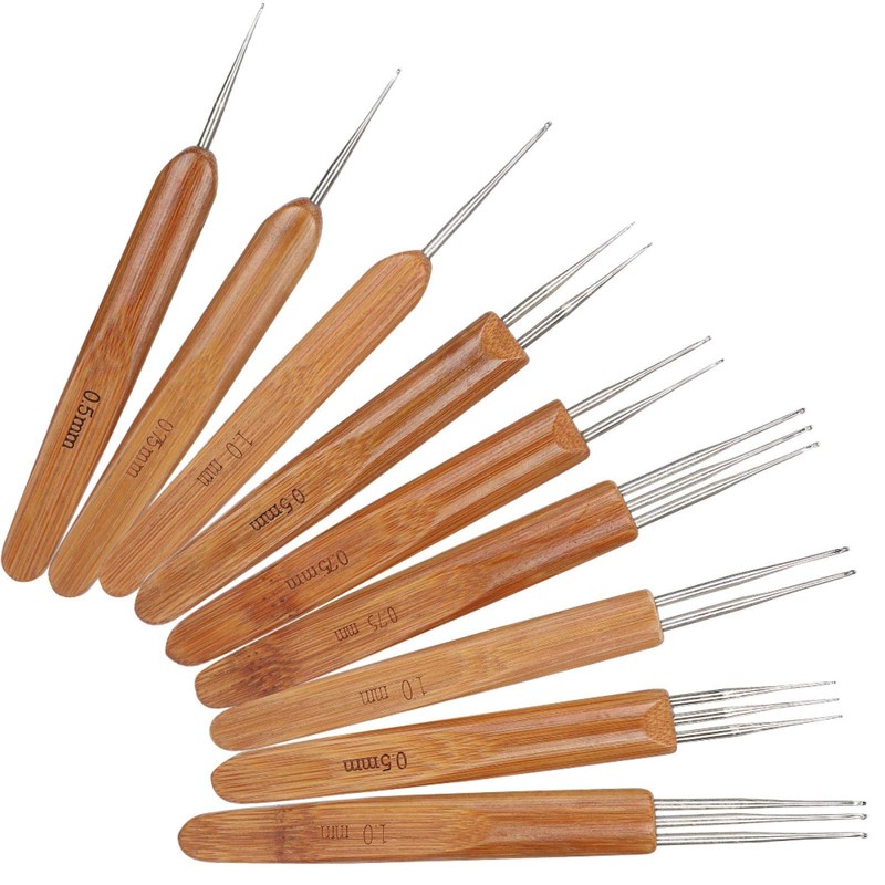 Dreadlock Crochet Hook Tool Dreadlock Crochet Hook Set, Bamboo Handle