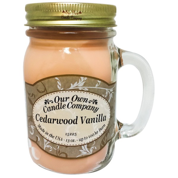 Our Own Candle Company Cedarwood Vanilla Scented 13 Ounce Mason Jar Candle
