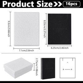 NBEADS 16 Pcs White Cardboard Paper Jewelry Boxes, 3.66x2.8 inch Paper Gift Box Cardboard Package Box with Black Sponge Inside for Jewelry Necklaces Pendants Gift Display