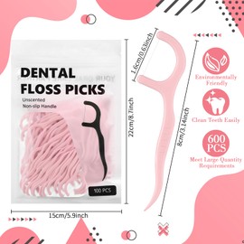 Baderke 200 Count Floss Picks Bulk Non Breakable Tooth Picks Flosser Dental Floss Sticks for Adults Teeth Cleaning Dental Flossers for Family Pack Travel (Light Pink)