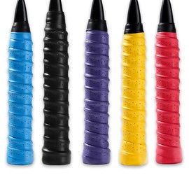 FineGood Tennis Badminton Grip Tape Anti-Slip Shock Absorption Porous Breathable Super Absorbent Grip for Fishing Rod, Bicycle, Baseball, Dumbbells, Pack of 5