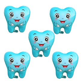5PCS Blue Tooth Shaped Foil Balloons Teeth Mylar Balloons Tooth Inflatable Balloons for Tooth Themed Birthday Party Decorations Blue