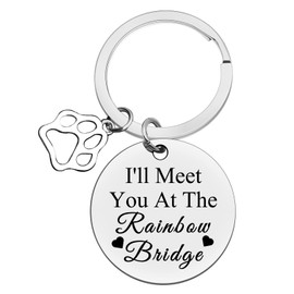 Xiahuyu Pet Memorial Keychain Pet Loss Gifts I'll Meet You at The Rainbow Bridge Keychain Cat Dog Memorial Gifts Pet Owner Remembrance Gifts Loss of Dog Cat Sympathy Gifts