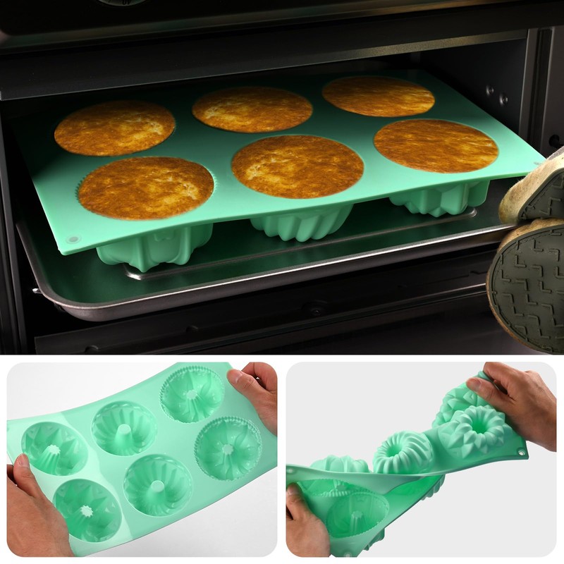 HUAKENER 2 Pcs Mini Fluted Cake Pan, 6-Cavity Fluted Tube