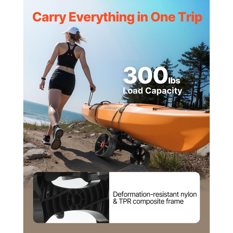 VEVOR Kayak Cart, 300 lbs Load Capacity, Foldable Kayak Trolley