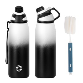 Fjbottle Stainless Steel Water Bottle 600ml/800ml/1L/1.5L with Magnetic Lid, BPA Free Insulated Water Bottle, Sports Metal Water Bottle Hot&Cold Drinks Vacuum Flask Leak-Proof for Gym, Work, Travel