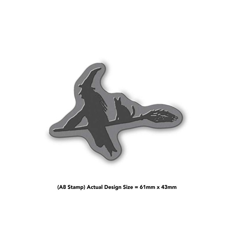 Azeeda A8 'Witch On A Broomstick' Unmounted Rubber Stamp (RS00017127)