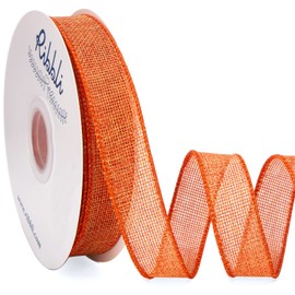 Ribbli Orange Burlap Wired Ribbon, 1” Inch x Continuous 20 Yard, Orange Wired Ribbon for Wreaths,Big Bows,Tree Decoration,Outdoor Decoration