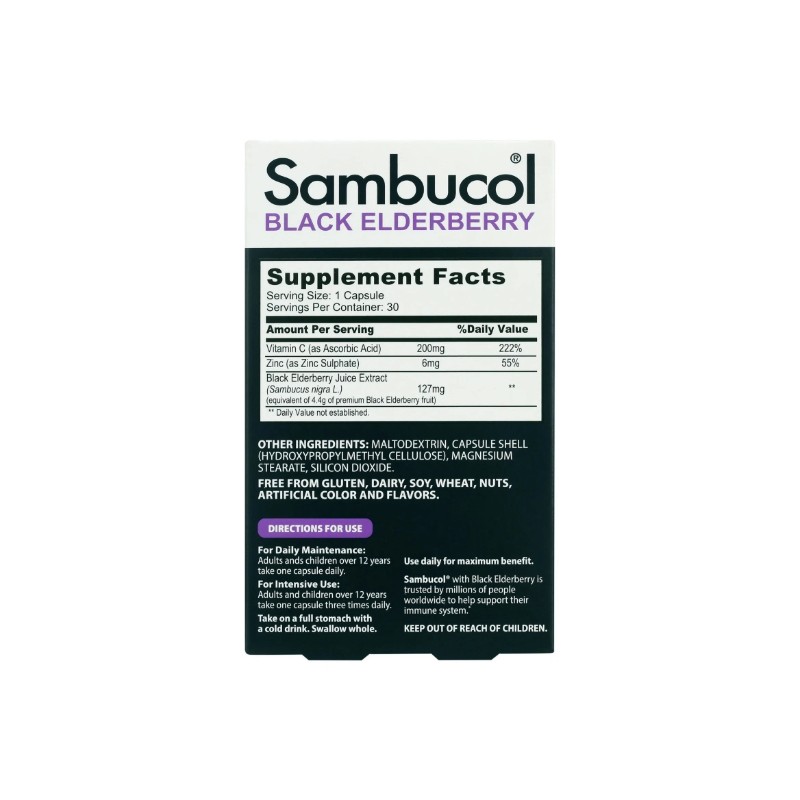 Sambucol Black Elderberry Advanced Immune Support Capsules with Vitamin C