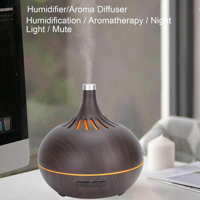 Wood Grain Home Humidifier Ultrasonic Aroma Diffuser with LED Light