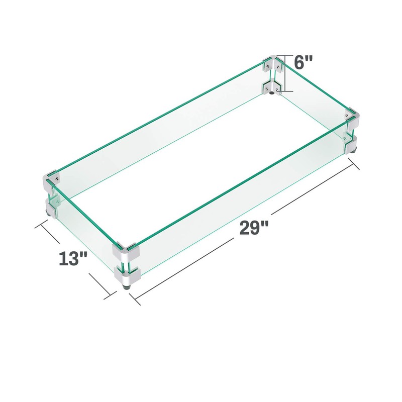 GASPRO Fire Pit Wind Guard for Rectangular Fire Table, 29