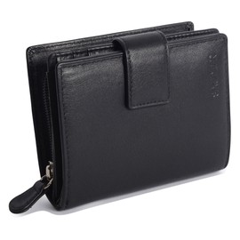 Saddler Womens Leather Credit Card Wallet Zipper Coin Purse - Black