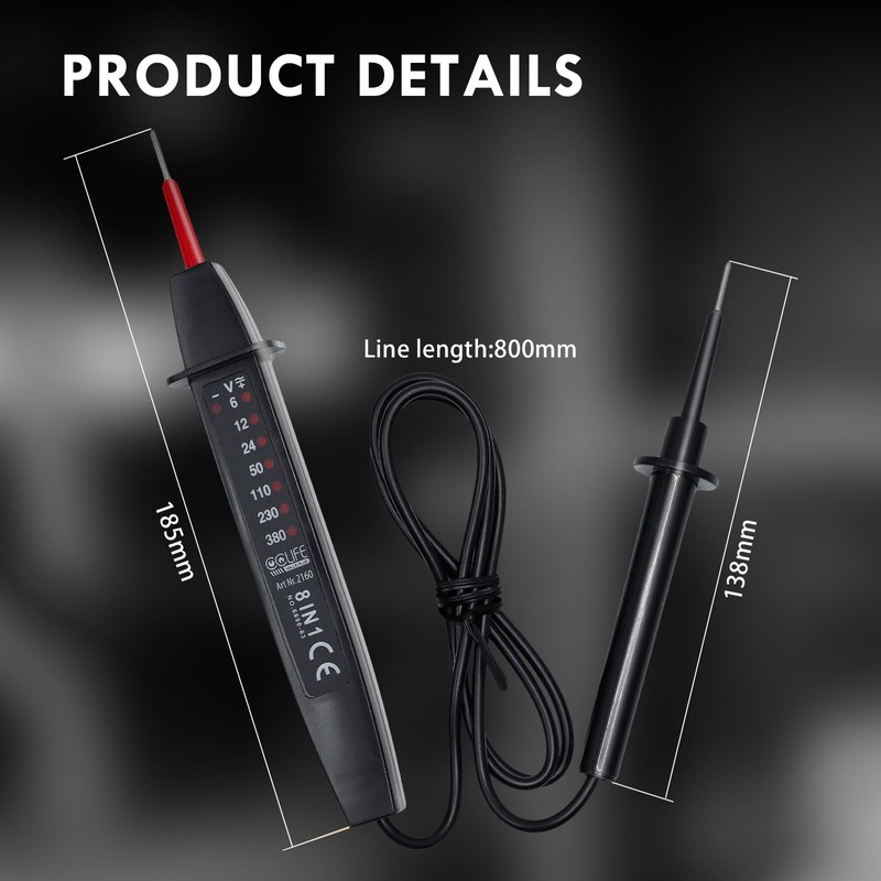 CCLIFE 2-Pin Voltage Tester 6-380V AC/DC Voltage Tester Phase Tester