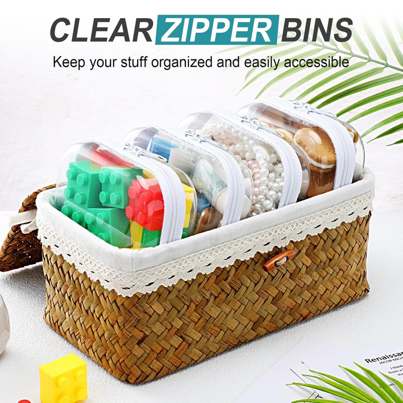 Qiyaz 15 Pcs Clear Hard Shell Zipper Case Plastic Bins