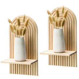 Pyuyan Pack of 2 Boho Rainbow Wooden Wall Shelves, Boho Wall Shelf, Rainbow, Decorative Aesthetic Wooden Shelf, Wooden Boho Wall Decoration, for Flower Pots, Books, Candles, Living Room, Bedroom