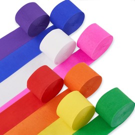 PartyWoo Crepe Paper Streamers 8 Rolls 656ft, Pack of Rainbow Color Party Streamers for Party Decorations, Birthday Decorations, Wedding Decorations (1.8 Inch x 82 Ft/Roll)