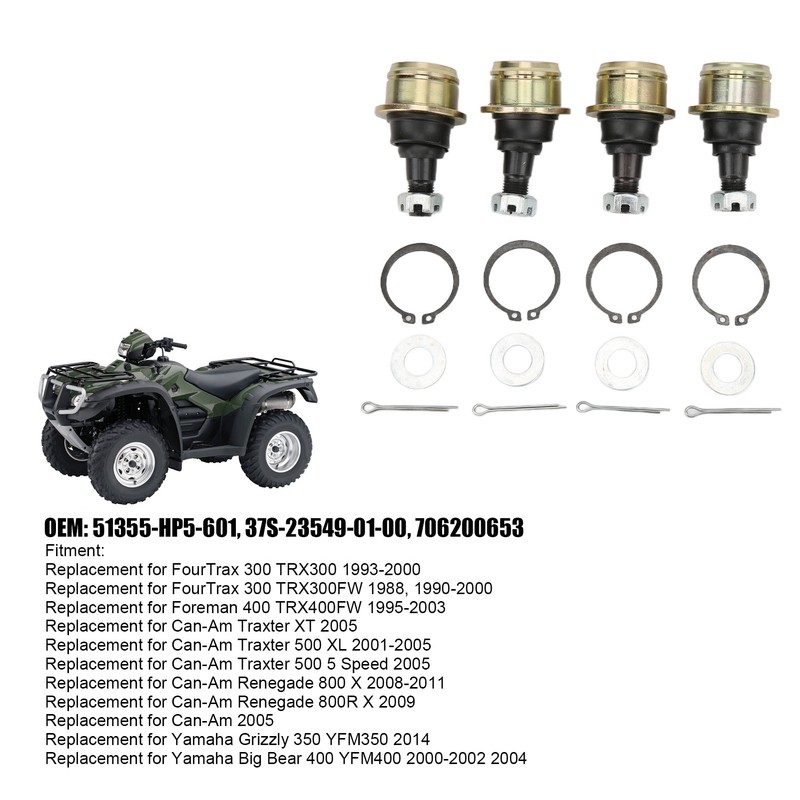 Ball Joint Set 51355‑HP5‑601 Chromium Steel Replacement for FourTrax 300