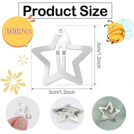 100Pcs Star Shape Hair Clips, Girls Hair Clips Non Slip Metal Stars Hair Pins Accessories Hair Barrette,for Teen Girls Women(Silver)
