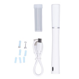 Visible Ear Pick Silicone Spoon ABS Handle HD Ear Endoscope Earwax Removal Kit with LED Light White