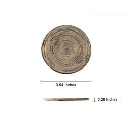 Kiwi Homie 3.94" Dia Set of 4 Round Bamboo Drink Coasters, Natural Bamboo Trays, 4PCS Handmade Round Coasters Set for Dining Table, Drinks, Coffee Table, Placemat Table