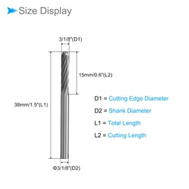 CoCud Tungsten Carbide Rotary Burrs File, 1/8" Shank 1/8" Dia, Single Cut Cylinder Shape Rotary Burrs Tool - (Applications: for Metal Carving)