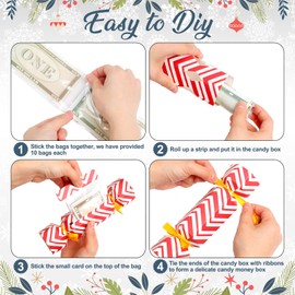 Motipuns 12 Pcs Christmas Surprise Money out Pull Pouch Candy Cash Gift Box Money Holder Funny Xmas Gift Box DIY Christmas Kit for Women Men Adults Holiday Christmas Party