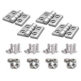 BLCCLOY 4 Sets 10 Series Aluminum Extrusion Profiles Pivot Hinge Bracket Install Kit Connector, 4Pcs 1010 Hinge with T-Nuts Screw Bolt for 1" x 1" 1 Inch x 1 Inch Extruded Aluminum Rail