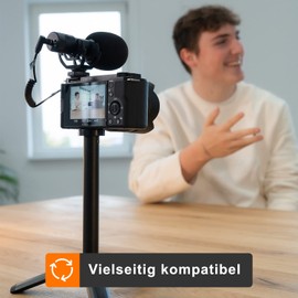 Walimex Pro 2-in-1 Mini Tripod XL with 1/4 Inch Connection I Height Adjustable from 20.5 cm to 62.5 cm Height I Mini Tripod Camera Tripod with Telescopic Arm I for Professional Use I Maximum Load 1 kg