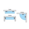 Dulles Glass Floating Shelf Brackets, Rectangular Clamps Heavy Duty, Brushed