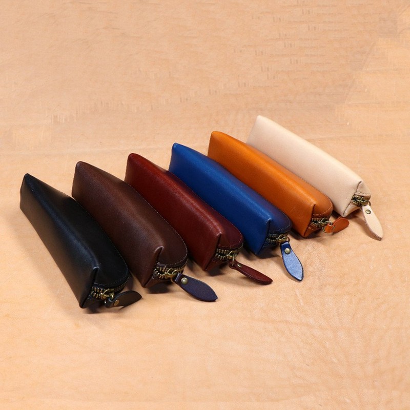 Pen Case, Genuine Leather, 15 Pieces, Chuck, Soft Leather, Sewing,