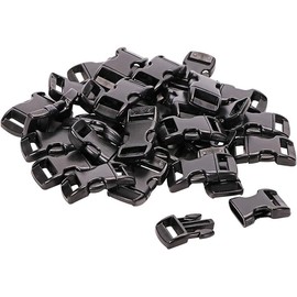 3/8” Curved Buckle Black Plastic Buckle Clip Small Contoured Side Quick Release Buckle for DIY Bracelets Collar Strap Webbing (50)