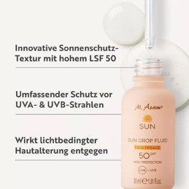 M Asam Sun Drop Fluid SPF 50 (30 ml) - Nourishing Sun Protection Serum for the Face with Intensive Protection Against UVA & UVB Radiation & Skin Ageing, Nourishing Aloe Vera & Hyaluron, Vegan Face Care